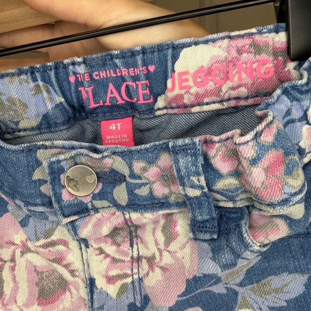 The Childrens Place Girls Jeans Blue Floral‎ Print Jegging Size 4T